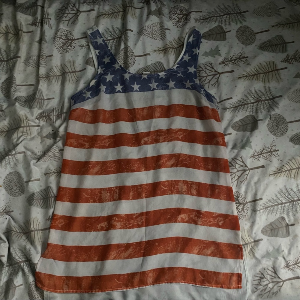 Forever 21 American Flag Tank Top - Red, White, and Blue